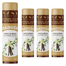 Badger 뱃저 코코아 버터 립 밤 7g, Vanilla Bean, 4개