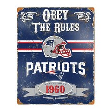 Party Animal NFL Football 엠보싱 메탈 빈티지 벽 데코 침실 사무실 또는 팬 동굴을 위한 튼튼한 금속 벽 아트 36.8 x 29.2cm(14.5 x 1, New England Patriots, New England Patriots