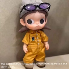 Zsiga 지거 몰리 액션 피규어 BJD 1/8 20cm 인형 인형옷 점프슈트 세트, 지거용, 옐로우 점프수트+모자+안경 세트-인형 제외