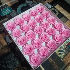 熱銷 情人節蘇醒玫瑰花香皂花工廠店直銷七層噴色仿真玫瑰diy一盒25朵, 甦醒玫瑰中粉, 1個