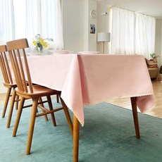 캐프마켓 린넨 방수 테이블보 식탁보, 1개, 6인(140 x 220 cm), 핑크