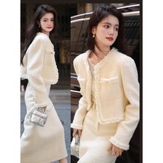 秋冬小香風套裝女 - 2025新款時尚職業休閒高檔裙子兩件套