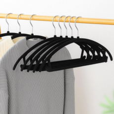 데일앤드 미끄럼 어깨뿔 방지 논슬립 고리 회전형 벨벳 라운드 옷걸이, 블랙, 10개