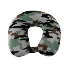 Wolf Essentials 성인용 아늑하고 부드러운 극세사 목 베개 여행용 - 컴팩트 세탁기 세탁 가능 - 비행기 자동차 또는 가정용으로 적합 - 미국에서 충전 및 마감, Green Camo