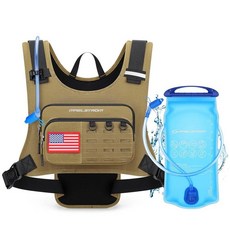 Maelstrom 러닝 조끼 남성용 여성용 탈착식 하이드레이션 백팩 2L 물주머니 및 가슴 팩 사이클링 등산 마라톤용 통기성 하이킹 워터 백팩 블랙 408432, 카키