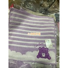 §小俏妞部屋§ Care Bears 彩虹熊手帕方巾，柔軟親膚，吸水速乾，寶寶隨身必備, 1個, 紫色