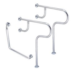 【海夫健康生活館】裕華 不鏽鋼系列 亮面 浴廁組 R型X2 V型扶手 40x40cm(T-056 T-054)