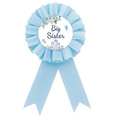 코끼리 언니 배지 핀 블루 플로럴 시스터 투 비 버튼 로제트 생일 축하 소녀 어워드 리본 버튼 여아용 동물 테마 베이비 샤워/첫 번째 파티 용품 129297
