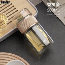 DFMEI 繁簡茶水分離杯玻璃杯耐熱泡茶杯透明杯男女士便攜雙層送禮水杯子, 1個