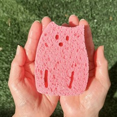 키니비니 순식물성 20mm 두터운 유아 목욕스펀지 샤워볼, 핑크(냥냥), 2개