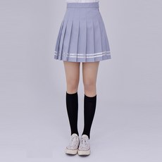 교복몰 (대여) 백합주름치마 화이트투라인그레이 치마