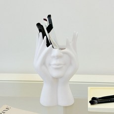생활해랑 얼굴 조각상 브러쉬 꽂이 오브제 정리함, 화이트, 1개
