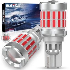NATGIC 레드 T15 921 W16W LED 전구 Canbus 오류 없는 테일 3번째 하이 마운트 브레이크 라이트 T15 921 912 LED 전구 프로젝터 교체 3번째, 2PCS