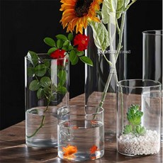 실린더형 12x40cm 유리오브제화병 원형유리화병 꽃꽂이화병