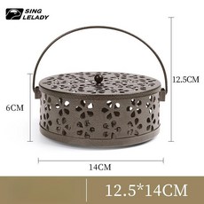 야외 캠핑 모기 퇴치 모기향 트레이 휴대용 받침대, 앤티크브론즈 플럼블라썸 패턴