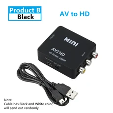 HDMI 호환 to AV RCA CVSB L/R 비디오 스케일러 어댑터 HD 1080P 박스 변환기 PC HDTV 프로젝터용, 03 AV2HD Black