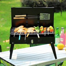 JU FRB 올인원 가방형 접이식 바베큐 그릴 캠핑 화로대 이동식 손잡이 숯불 화롯대, 단일옵션