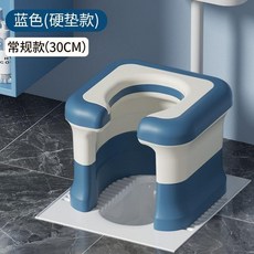 蹲便改坐便椅 家用蹲廁神器 孕婦馬桶坐便架 老人上廁所凳子, 藍色,硬墊款, 1個