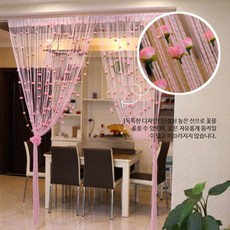 로맨틱 웨딩 배경 주름 발코니 인테리어 카페 현관문 분리형 장미 꽃잎 비즈 구슬 장식 커튼, 연퍼플