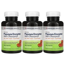 아메리칸헬스 파파야 엔자임 엽록소 Chlorophyll 츄어블 250정 x3통, 3개