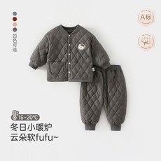 嬰兒冬季加厚棉服套裝 寶寶分體夾棉外出/居家服