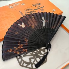 DIU 新中式復古風扇子扇摺扇夏季中國風漢服隨身便攜摺疊扇女小扇, 1個, 南亭:如圖
