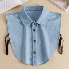 코코드림 데님 블라우스 페이크 레이어드 셔츠 카라 라운드넥