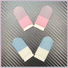 遊戲電競專用絲滑不斷指套 螢幕清潔劑 靜音防汗防滑手指套, 1個, 藍白2只+桃粉2只