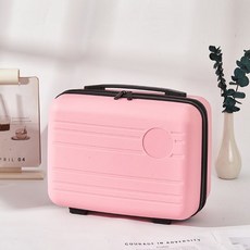 새로운 휴대용 화장품 케이스 14 인치 여행 보관 고급 휴대용 소형 수하물 가방 손 선물, 핑크 여행 가방