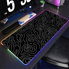 LED 데스크 매트 흑백 라인 RGB 컴퓨터 마우스 패드 게이머 캐비닛 발광 추상 키보드 게임, 04 RGB 600x300x3mm, 11 HL1811