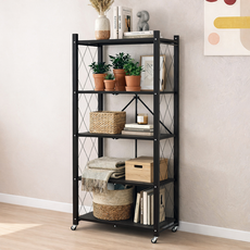 센스킹 철제 수납선반 원터치 간편 폴딩선반 다용도 고강도 접이식 철제선반, 블랙, 5단