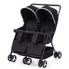 제이펀 스토어 휴대용쌍둥이유모차 유모차 쌍둥이, 블랙 단방향 A
