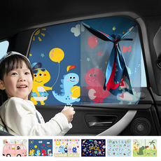 모두달라 차량용 아기 햇빛가리개 자동차 창문 커튼 가리개, 공룡친구, 1개