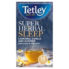 영국 테틀리 Tetley 슈퍼 허브 슬립 카모마일 & 바닐라 라벤더 허브차 티백, 3개, 18개입, 1.35g