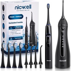 Nicwell 구강세정기 물치실 물칫솔 치아용 수치 치실 무선 - 4 모드 치과 구강 관개기 휴대용 및 충전식 IPX7 방수 강력 배터리 수명 가정용 청소기 추천, Nicwell 구강세정기 물치실 물칫솔 치아용 수치 치