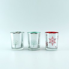 캔들나라 3oz 크리스마스 캔들용기(유광), 레드 스노우 패턴