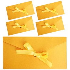 토잉리빙 고급 리본 봉투 카드봉투 용돈봉투 5P, 5개, 딥옐로우