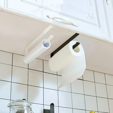 廚房紙巾架 壁掛免打孔 捲紙架 衛生間紙巾盒 掛架 櫥櫃保鮮膜收納架 DJ4DT01A, 1個, 白色烤漆工藝,架：豎嚮擺放款凈重0.26kg