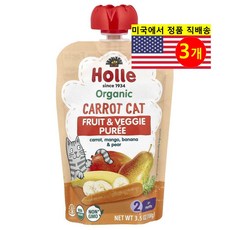 Holle 6개월 이상 유아용 맛있고 영양이 풍부한 오가닉 퓌레 이유식 파우치 100g 3개
