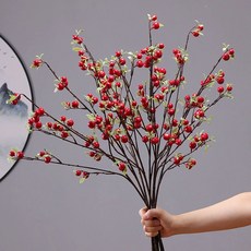 인조식물 인테리어 조화 카페 인조꽃 꽃다발 모형, 8개 미니 사과 빨간색