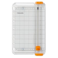 Fiskars SureCut 휴대용 종이 트리머 인쇄 용지 및 사진을 위한 22.9cm(9인치) 절단 길이 여행용 3링 바인더에 적합 10장 용량 레일 오렌지 1418, Fiskars SureCut 휴대용 종이 트리머, 인쇄