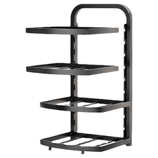 廚房鍋具收納架, 4層, 1個, 黑色