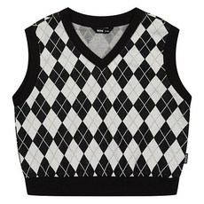 소이 여아 아가일 브이넥 베스트 23F5103 BK