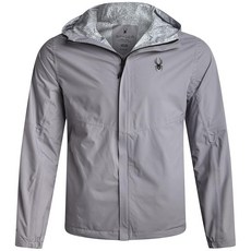 Spyder 남성용 레인 재킷 - 방수 경량 후드 윈드브레이커 골프 하이킹 및 야외용 아우터웨어 재킷 (S~XL) 올리브 스몰