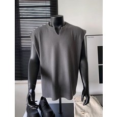 條紋坎肩背心男款2025夏季美式無袖v領t卹肌理感純色健身運動汗衫