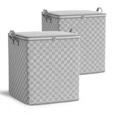 DAYN 모던 체크 대용량 옷 이불 정리함, 2개, 체크그레이