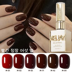 XEIJAYI 레드 시리즈 젤 네일 폴리시 6색 세트 딥 레드와 버건디 색상 네일 폴리시, 6개, 15ml, 레드 시리즈 젤 네일 폴리쉬 세트