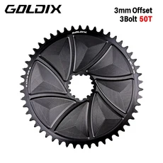 GOLDIX 3볼트 자전거 체인링 와이드 및 내로우 티스 AERO 체인링 CNC 중공 절단 가공 SRAM 3볼트 크랭크셋, 02 3Bolt 50T