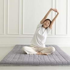 두꺼운 바닥 3단 매트 요매트 요토퍼 싱글 더블 퀸, D 더블