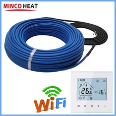 MINCO HEAT 15w/m 5 ~ 50m 따뜻한 바닥 와이어 70C 눈 녹는 WiFi 온도 조절 장치 선택이 가능한 이중 도체 가열 케이블, China Mainland, 40 meters (600w), M4A-B WIFI and Wire, 1